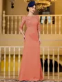 Noble Sheath Chiffon Applique Bateau 3/4 Sleeves Floor-Length Mother of the Bride Dress
