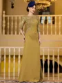 Noble Sheath Chiffon Applique Bateau 3/4 Sleeves Floor-Length Mother of the Bride Dress