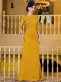 Noble Sheath Chiffon Applique Bateau 3/4 Sleeves Floor-Length Mother of the Bride Dress