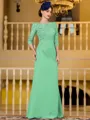 Noble Sheath Chiffon Applique Bateau 3/4 Sleeves Floor-Length Mother of the Bride Dress