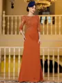 Noble Sheath Chiffon Applique Bateau 3/4 Sleeves Floor-Length Mother of the Bride Dress