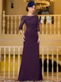 Noble Sheath Chiffon Applique Bateau 3/4 Sleeves Floor-Length Mother of the Bride Dress