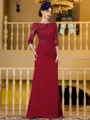 Noble Sheath Chiffon Applique Bateau 3/4 Sleeves Floor-Length Mother of the Bride Dress