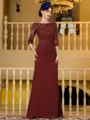 Noble Sheath Chiffon Applique Bateau 3/4 Sleeves Floor-Length Mother of the Bride Dress