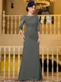 Noble Sheath Chiffon Applique Bateau 3/4 Sleeves Floor-Length Mother of the Bride Dress