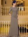 Noble Sheath Chiffon Applique Bateau 3/4 Sleeves Floor-Length Mother of the Bride Dress