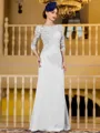 Noble Sheath Chiffon Applique Bateau 3/4 Sleeves Floor-Length Mother of the Bride Dress