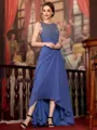 Radiant A-Line Chiffon Applique Scoop Sleeveless Asymmetrical Mother of the Bride Dress