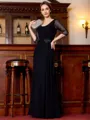 Tasteful A-Line Chiffon Ruched Scoop 3/4 Sleeves Floor-Length Mother of the Bride Dress