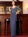 Gorgeous Sheath Jersey Lace V-Neck 3/4 Sleeves Floor-Length Mother of the Bride Dress
