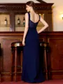 Timeless Sheath Stretch Crepe Ruched V-Neck Sleeveless Floor-Length Mother of the Bride Dress