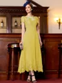 Immaculate A-Line Chiffon Applique Bateau Short Sleeves Tea-Length Mother of the Bride Dress