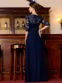 Understated A-Line Chiffon Applique Bateau 3/4 Sleeves Floor-Length Mother of the Bride Dress