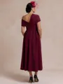 Flattering A-line Pleated Ankle-Length Stretch Crepe Mother of the Bride Dress