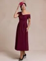 Flattering A-line Pleated Ankle-Length Stretch Crepe Mother of the Bride Dress