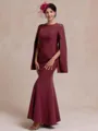 Charming Sheath Scoop Long Sleeves Rhinestone Floor-Length Stretch Crepe Mother of the Bride Dress