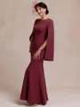 Charming Sheath Scoop Long Sleeves Rhinestone Floor-Length Stretch Crepe Mother of the Bride Dress