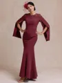 Charming Sheath Scoop Long Sleeves Rhinestone Floor-Length Stretch Crepe Mother of the Bride Dress