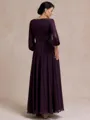 Stylish A-line V-Neck Long Sleeves Appliques Lace Ankle-Length Chiffon Mother of the Bride Dress