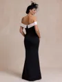 Sophisticated Sheath Off-the-Shoulder Floor-Length Stretch Crepe Mother of the Bride Dress