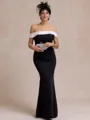 Sophisticated Sheath Off-the-Shoulder Floor-Length Stretch Crepe Mother of the Bride Dress