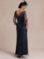 Regal Sheath Scoop 3/4 Sleeves Floor-Length Lace Mother of the Bride Dress