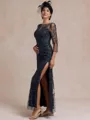 Regal Sheath Scoop 3/4 Sleeves Floor-Length Lace Mother of the Bride Dress