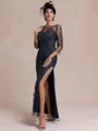 Regal Sheath Scoop 3/4 Sleeves Floor-Length Lace Mother of the Bride Dress