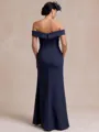 Resplendent Sheath Off-the-Shoulder Appliques Lace Floor-Length Stretch Crepe Mother of the Bride Dress