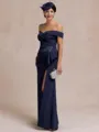 Resplendent Sheath Off-the-Shoulder Appliques Lace Floor-Length Stretch Crepe Mother of the Bride Dress