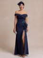 Resplendent Sheath Off-the-Shoulder Appliques Lace Floor-Length Stretch Crepe Mother of the Bride Dress