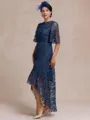 Classy A-line Scoop 1/2 Sleeves Asymmetrical Lace Mother of the Bride Dress
