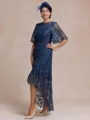 Classy A-line Scoop 1/2 Sleeves Asymmetrical Lace Mother of the Bride Dress