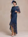 Classy A-line Scoop 1/2 Sleeves Asymmetrical Lace Mother of the Bride Dress