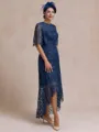 Classy A-line Scoop 1/2 Sleeves Asymmetrical Lace Mother of the Bride Dress