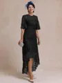 Classy A-line Scoop 1/2 Sleeves Asymmetrical Lace Mother of the Bride Dress