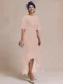 Classy A-line Scoop 1/2 Sleeves Asymmetrical Lace Mother of the Bride Dress