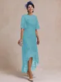Classy A-line Scoop 1/2 Sleeves Asymmetrical Lace Mother of the Bride Dress