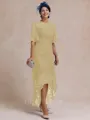 Classy A-line Scoop 1/2 Sleeves Asymmetrical Lace Mother of the Bride Dress