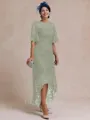 Classy A-line Scoop 1/2 Sleeves Asymmetrical Lace Mother of the Bride Dress