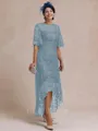 Classy A-line Scoop 1/2 Sleeves Asymmetrical Lace Mother of the Bride Dress