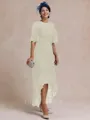 Classy A-line Scoop 1/2 Sleeves Asymmetrical Lace Mother of the Bride Dress