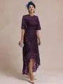 Classy A-line Scoop 1/2 Sleeves Asymmetrical Lace Mother of the Bride Dress