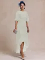 Classy A-line Scoop 1/2 Sleeves Asymmetrical Lace Mother of the Bride Dress