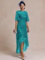 Classy A-line Scoop 1/2 Sleeves Asymmetrical Lace Mother of the Bride Dress