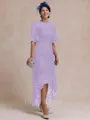 Classy A-line Scoop 1/2 Sleeves Asymmetrical Lace Mother of the Bride Dress