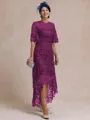 Classy A-line Scoop 1/2 Sleeves Asymmetrical Lace Mother of the Bride Dress