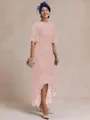 Classy A-line Scoop 1/2 Sleeves Asymmetrical Lace Mother of the Bride Dress