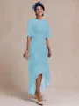 Classy A-line Scoop 1/2 Sleeves Asymmetrical Lace Mother of the Bride Dress