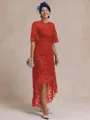 Classy A-line Scoop 1/2 Sleeves Asymmetrical Lace Mother of the Bride Dress